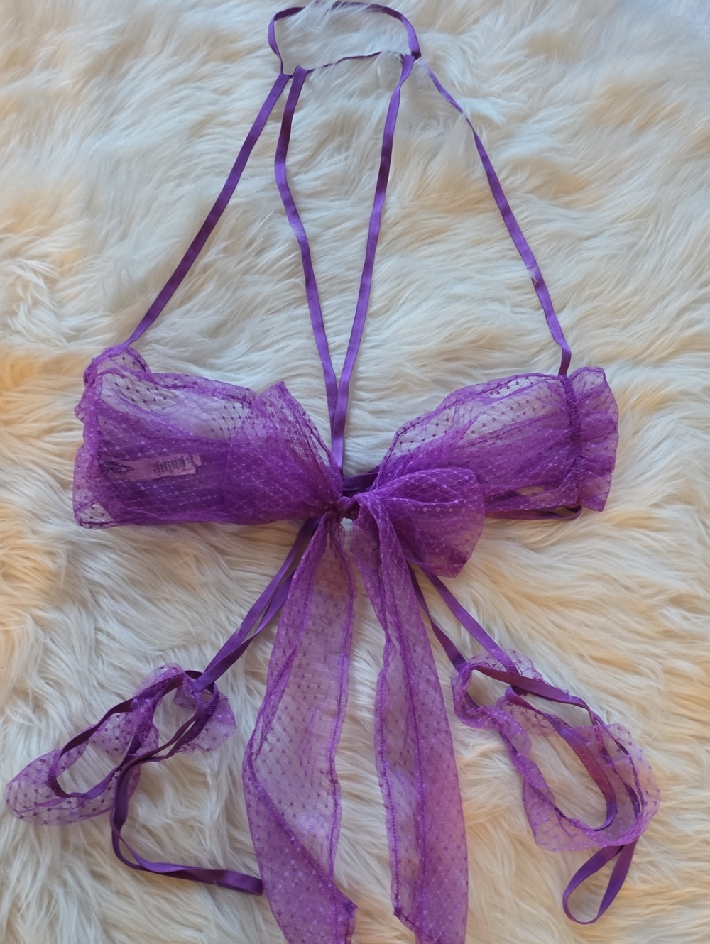 Victoria's Secret Bow Mesh Open-Cup Crotchless Playsuit SIZE L